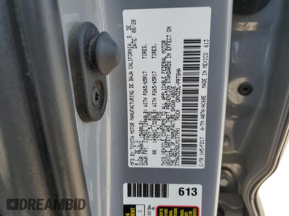 2020 Toyota Tacoma SR5 with VIN 3TMAZ5CN2LM137991, listed as a Copart auction lot 60317895 with 98,054 mi miles and Salvage title. Bid and sale history available at DreamBid. Image 13.