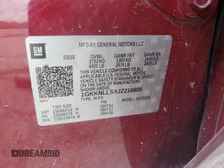 2018 GMC Acadia SLE with VIN 1GKKNLLSXJZ216805, listed as a Copart auction lot 80724664 with 75,004 mi miles and Salvage Title. Bid and sale history available at DreamBid. Image 15.