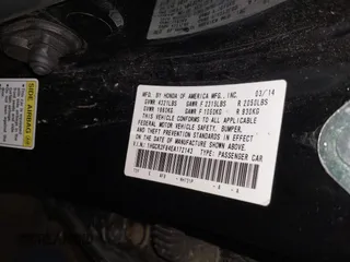 2014 Honda Accord EX-L with VIN 1HGCR2F84EA172143, listed as a IAAI auction lot 41801684 with 180,241 mi miles and . Bid and sale history available at carsss.com. Image 9.