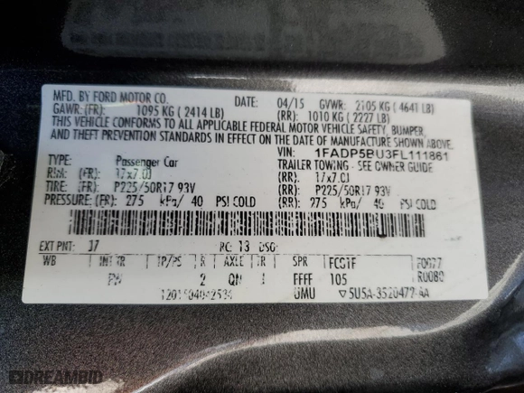 2015 Ford C-Max Hybrid SEL with VIN 1FADP5BU3FL111861, listed as a Copart auction lot 46280565 with 124,047 mi miles and Salvage Title. Bid and sale history available at carsss.com. Image 14.