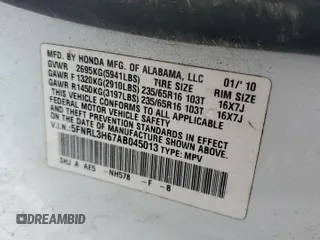 2010 Honda Odyssey EX-L с VIN 5FNRL3H67AB045013, выставлен на аукционе Copart как лот 56686655 с пробегом 231 515 миль миль и Чистый • Clean title. История ставок и продаж доступна на DreamBid. Изображение 12.