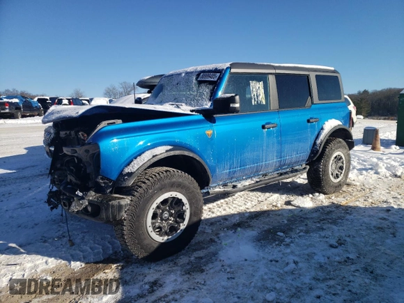 2023 Ford Bronco with VIN 1FMEE5DP7PLB67780, listed as a Copart auction lot 88999485 with 12,098 mi miles and Salvage Title. Bid and sale history available at DreamBid. Image 1.