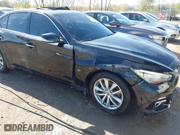 2015 Infiniti Q50 Premium with VIN JN1BV7AR2FM396677, listed as a IAAI auction lot 42017514 with 98,967 mi miles. Bid and sale history available at carsss.com. Image 6.