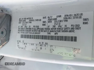 2017 Ford Escape S with VIN 1FMCU0F70HUE29337, listed as a IAAI auction lot 41338692 with 178,303 mi miles. Bid and sale history available at carsss.com. Image 7.