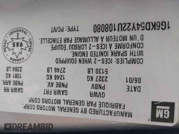 2002 Cadillac DeVille z VIN 1G6KD54Y22U108080, wystawiony jako IAAI lot #42304179 z przebiegiem 278 141 mil mil oraz . Historia ofert i sprzedaży dostępna na DreamBid. Obrazek 9.