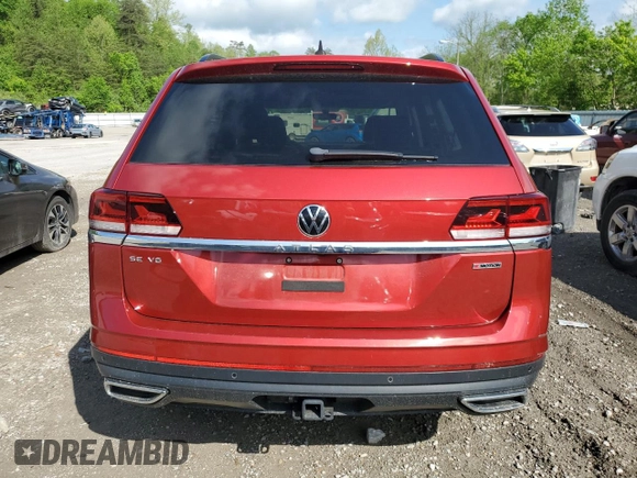 2021 Volkswagen Atlas SE z VIN 1V2KR2CA2MC505815, wystawiony jako Copart lot #54756465 z przebiegiem 51 653 mil mil oraz Szkoda całkowita • Salvage title. Historia ofert i sprzedaży dostępna na DreamBid. Obrazek 6.