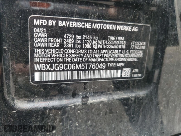 2021 BMW X1 xDrive28i z VIN WBXJG9C06M5T76049, wystawiony jako Copart lot #51816115 z przebiegiem 59 656 mil mil oraz Szkoda całkowita • Salvage title. Historia ofert i sprzedaży dostępna na DreamBid. Obrazek 16.