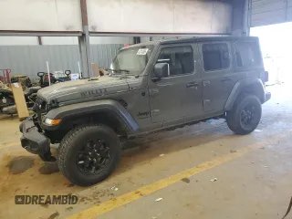 2021 Jeep Wrangler Unlimited Willys with VIN 1C4HJXDM2MW584118, listed as a Copart auction lot 43214885 with 67,955 mi miles and Salvage Title. Bid and sale history available at DreamBid. Image 1.