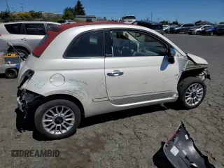 2013 FIAT 500 Lounge with VIN 3C3CFFER9DT744019, listed as a Copart auction lot 63481055 with 49,869 mi miles and Salvage title. Bid and sale history available at DreamBid. Image 3.
