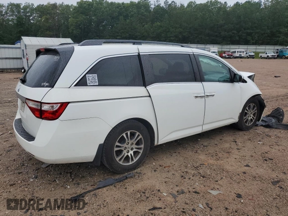 2013 Honda Odyssey EX-L with VIN 5FNRL5H62DB048370, listed as a Copart auction lot 63013465 with 129,552 mi miles and Salvage title. Bid and sale history available at DreamBid. Image 3.