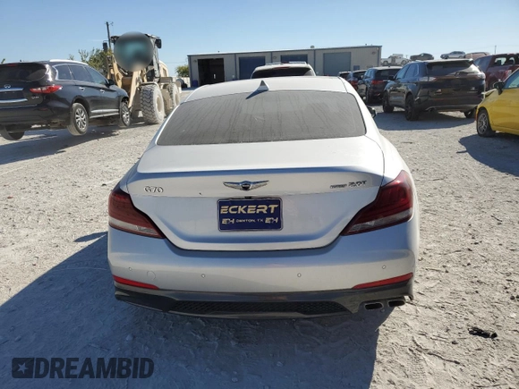 2019 Genesis G70 Advanced with VIN KMTG44LA1KU044908, listed as a Copart auction lot 76779574 with 51,678 mi miles and Salvage title. Bid and sale history available at DreamBid. Image 6.