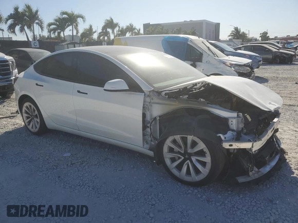 2023 Tesla Model 3 with VIN 5YJ3E1EA9PF552470, listed as a Copart auction lot 48458625 with 13,390 mi miles and Salvage Title. Bid and sale history available at DreamBid. Image 4.