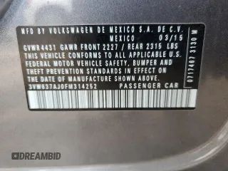2015 Volkswagen Jetta Sedan Hybrid SEL Premium with VIN 3VW637AJ0FM314252, listed as a Copart auction lot 45937674 with 89,847 mi miles. Bid and sale history available at carsss.com. Image 12.