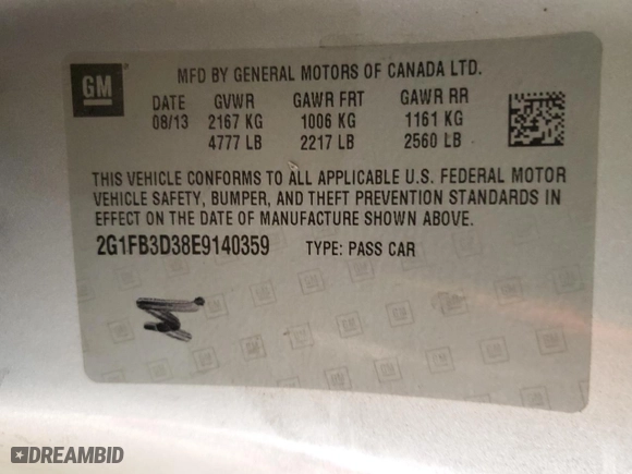 2014 Chevrolet Camaro LT with VIN 2G1FB3D38E9140359, listed as a Copart auction lot 42640485 with 115,765 mi miles and Salvage Title. Bid and sale history available at carsss.com. Image 12.