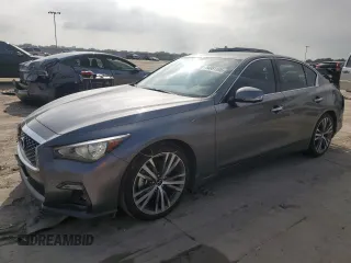 2021 Infiniti Q50 Signature Edition with VIN JN1EV7CP9MM703669, listed as a Copart auction lot 54861195 with 50,856 mi miles and Salvage title. Bid and sale history available at DreamBid. Image 1.