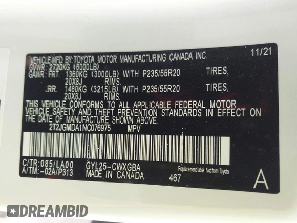 2022 Lexus RX 450h с VIN 2T2JGMDA1NC076975, выставлен на аукционе IAAI как лот 42030488 с пробегом 31 665 миль миль и . История ставок и продаж доступна на DreamBid. Изображение 9.