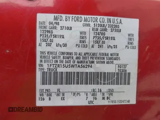 1998 Ford Ranger XL with VIN 1FTZR15U5WTA56294, listed as a IAAI auction lot 41869853 with 155,303 mi miles. Bid and sale history available at carsss.com. Image 9.