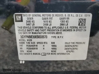 2014 Cadillac SRX Luxury Collection with VIN 3GYFNBE39ES633570, listed as a Copart auction lot 47584115 with 164,415 mi miles and Salvage Title. Bid and sale history available at carsss.com. Image 12.