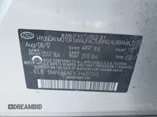 2018 Hyundai Sonata SEL with VIN 5NPE34AFXJH637053, listed as a IAAI auction lot 41723294 with 47,574 mi miles and . Bid and sale history available at carsss.com. Image 9.