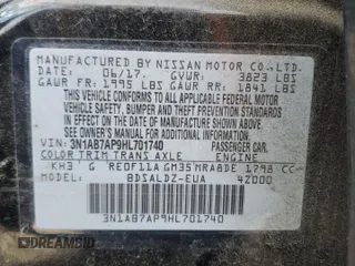 2017 Nissan Sentra SV with VIN 3N1AB7AP9HL701740, listed as a Copart auction lot 55942245 with 88,324 mi miles and Salvage Title. Bid and sale history available at DreamBid. Image 13.