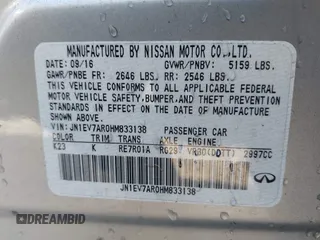 2017 Infiniti Q50 Premium with VIN JN1EV7AR0HM833138, listed as a IAAI auction lot 41464524 with 150,210 mi miles and . Bid and sale history available at DreamBid. Image 9.