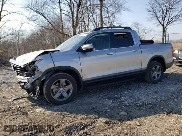 2022 Honda Ridgeline RTL z VIN 5FPYK3F55NB007222, wystawiony jako Copart lot #49155355 z przebiegiem 38 758 mil mil oraz Szkody całkowita. Historia ofert i sprzedaży dostępna na DreamBid. Obrazek 1.