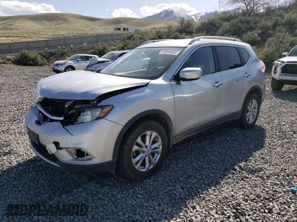 2015 Nissan Rogue SV with VIN KNMAT2MV3FP562410, listed as a Copart auction lot 53852655 with 109,225 mi miles and Salvage Title. Bid and sale history available at DreamBid. Image 1.