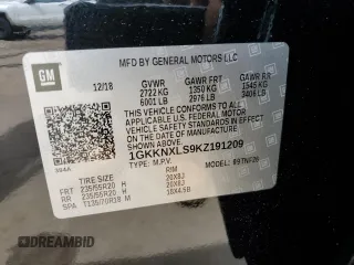 2019 GMC Acadia Denali with VIN 1GKKNXLS9KZ191209, listed as a Copart auction lot 57652035 with 73,095 mi miles and Salvage title. Bid and sale history available at DreamBid. Image 13.