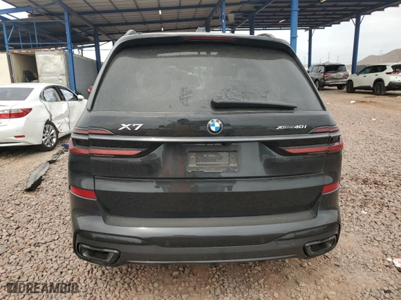 2025 BMW X7 xDrive40i with VIN 5UX23EM0XS9W34615, listed as a Copart auction lot 49851755 with 0 mi miles and Salvage Title. Bid and sale history available at carsss.com. Image 6.