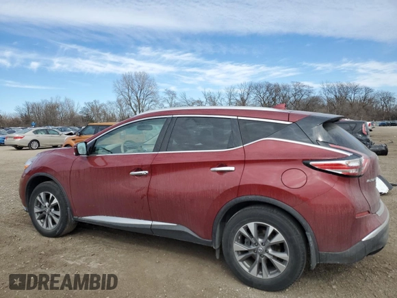 2017 Nissan Murano SL with VIN 5N1AZ2MH2HN198015, listed as a Copart auction lot 47295485 with 47,946 mi miles and Salvage Title. Bid and sale history available at carsss.com. Image 2.