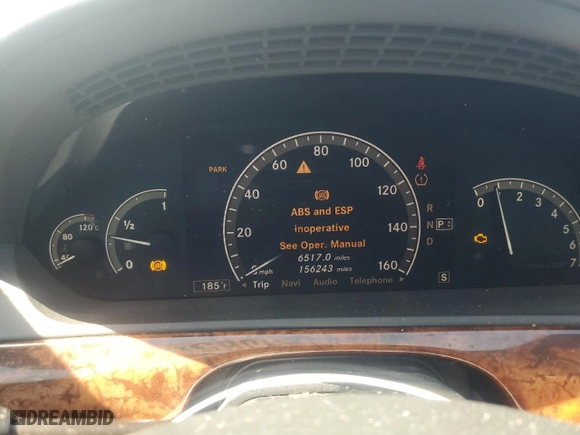 2007 Mercedes-Benz S-Class 5.5L V8 with VIN WDDNG71X07A080500, listed as a Copart auction lot 51584365 with 156,243 mi miles and Salvage Title. Bid and sale history available at carsss.com. Image 9.