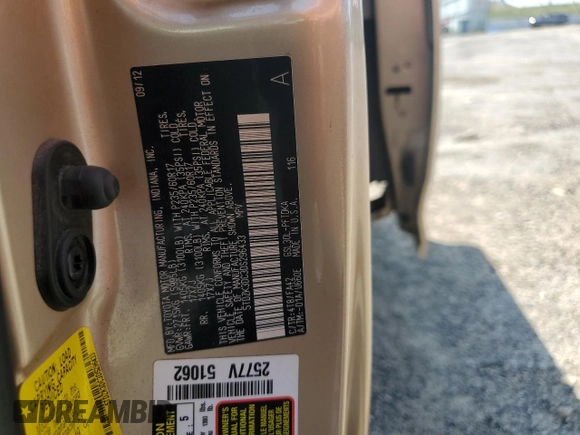 2013 Toyota Sienna L with VIN 5TDZK3DC3DS296433, listed as a Copart auction lot 62551444 with 0 mi miles and Non Repairable. Bid and sale history available at carsss.com. Image 13.
