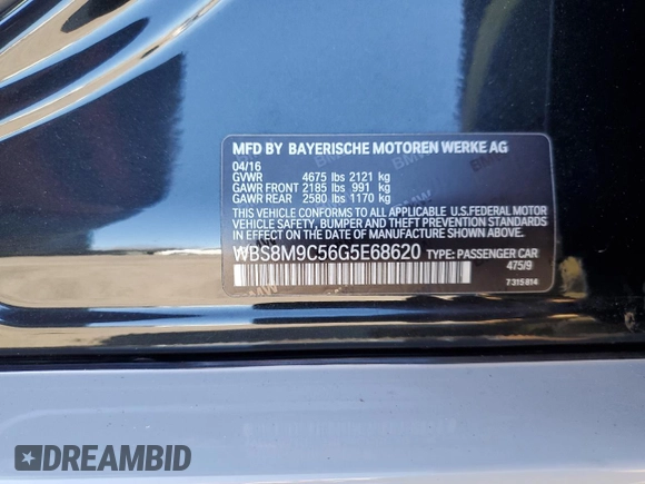 2016 BMW M3 z VIN WBS8M9C56G5E68620, wystawiony jako Copart lot #48551405 z przebiegiem 50 456 mil mil oraz Szkoda całkowita • Salvage title. Historia ofert i sprzedaży dostępna na DreamBid. Obrazek 12.