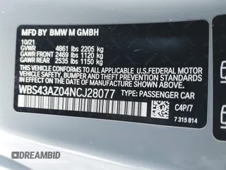 2022 BMW M4 Competition xDrive with VIN WBS43AZ04NCJ28077, listed as a IAAI auction lot 41183055 with 21,210 mi miles. Bid and sale history available at carsss.com. Image 9.