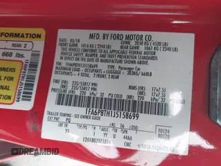 2018 Ford Mustang EcoBoost with VIN 1FA6P8TH1J5158699, listed as a IAAI auction lot 41185702 with 128,862 mi miles and . Bid and sale history available at carsss.com. Image 9.
