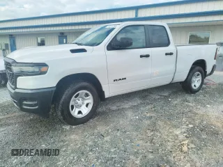 2025 Ram 1500 Tradesman with VIN 1C6SRECG4SN549704, listed as a Copart auction lot 72211784 with 6,913 mi miles and Salvage title. Bid and sale history available at DreamBid. Image 1.
