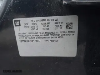 2013 Chevrolet Malibu LTZ with VIN 1G11H5SA7DF177897, listed as a IAAI auction lot 41984307 with 265,840 mi miles. Bid and sale history available at carsss.com. Image 9.