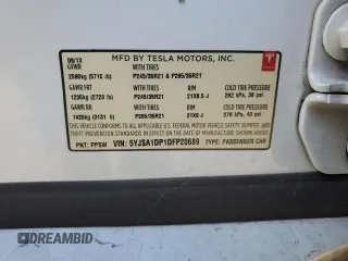 2013 Tesla Model S Performance z VIN 5YJSA1DP1DFP20689, wystawiony jako Copart lot #63685765 z przebiegiem 218 610 mil mil oraz Szkoda całkowita • Salvage title. Historia ofert i sprzedaży dostępna na DreamBid. Obrazek 12.
