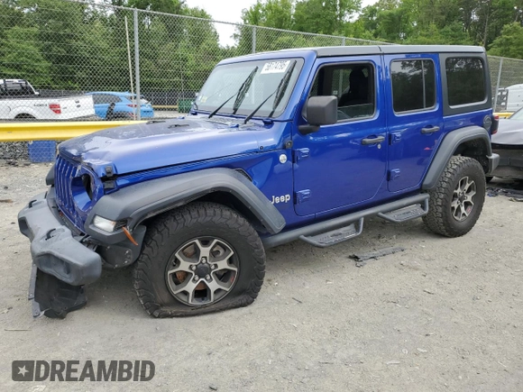 2019 Jeep Wrangler Unlimited Sport S with VIN 1C4HJXDG3KW556884, listed as a Copart auction lot 58174795 with Not provided miles and Salvage title. Bid and sale history available at DreamBid. Image 1.