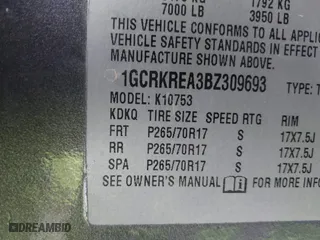 2011 Chevrolet Silverado 1500 LS with VIN 1GCRKREA3BZ309693, listed as a IAAI auction lot 41828266 with 120,773 mi miles. Bid and sale history available at carsss.com. Image 9.
