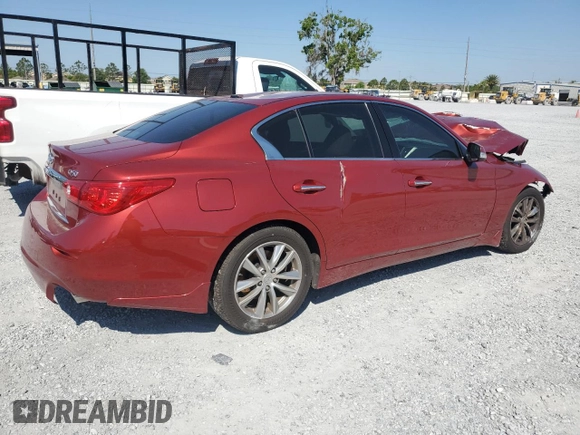 2015 Infiniti Q50 Premium with VIN JN1BV7AP0FM333480, listed as a Copart auction lot 50940215 with 0 mi miles and Salvage Title. Bid and sale history available at carsss.com. Image 3.