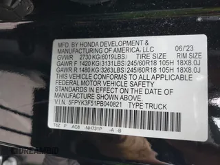 2023 Honda Ridgeline RTL с VIN 5FPYK3F51PB040821, выставлен на аукционе IAAI как лот 42408326 с пробегом 15 428 миль миль и . История ставок и продаж доступна на DreamBid. Изображение 9.