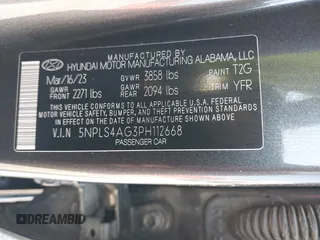 2023 Hyundai Elantra SEL with VIN 5NPLS4AG3PH112668, listed as a IAAI auction lot 42458013 with 30,217 mi miles and . Bid and sale history available at DreamBid. Image 9.