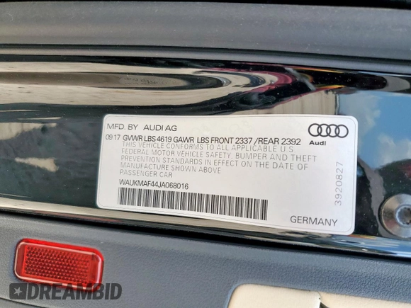 2018 Audi A4 Premium z VIN WAUKMAF44JA068016, wystawiony jako Copart lot #58041565 z przebiegiem 28 665 mil mil oraz Szkoda całkowita • Salvage title. Historia ofert i sprzedaży dostępna na DreamBid. Obrazek 13.