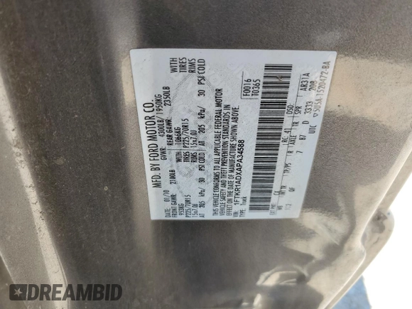 2010 Ford Ranger XL with VIN 1FTKR1ADXAPA34588, listed as a Copart auction lot 53468015 with Not provided miles and Salvage title. Bid and sale history available at DreamBid. Image 12.