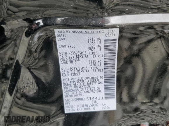 2020 Infiniti QX60 Luxe z VIN 5N1DL0MM0LC514421, wystawiony jako Copart lot #61422995 z przebiegiem 84 285 mil mil oraz Szkoda całkowita • Salvage title. Historia ofert i sprzedaży dostępna na DreamBid. Obrazek 13.