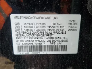 2019 Acura MDX w/Technology Pkg with VIN 5J8YD4H57KL033577, listed as a Copart auction lot 50383435 with 49,834 mi miles and Salvage Title. Bid and sale history available at carsss.com. Image 13.