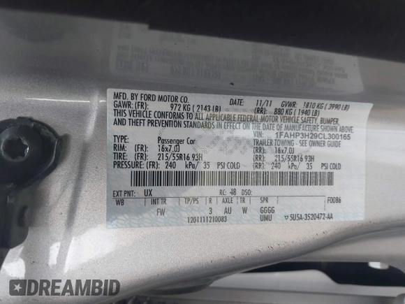 2012 Ford Focus SEL with VIN 1FAHP3H29CL300165, listed as a IAAI auction lot 42137804 with 96,644 mi miles. Bid and sale history available at carsss.com. Image 9.
