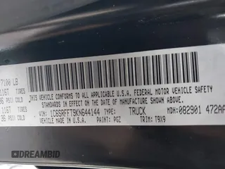 2019 Ram 1500 Big Horn с VIN 1C6SRFFT9KN644144, выставлен на аукционе IAAI как лот 42246446 с пробегом 71 878 миль миль и . История ставок и продаж доступна на DreamBid. Изображение 9.