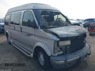 1996 Chevrolet Express Cargo Van w/YF7 with VIN 1GBFG15RXT1019130, listed as a IAAI auction lot 41674417 with 1 mi miles. Bid and sale history available at carsss.com. Image 1.